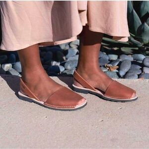 PONS Women's Casual Leather Slingback Flats in Brown Size 7